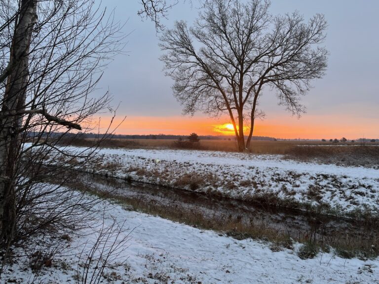 zonsopkomt in winterlandschap